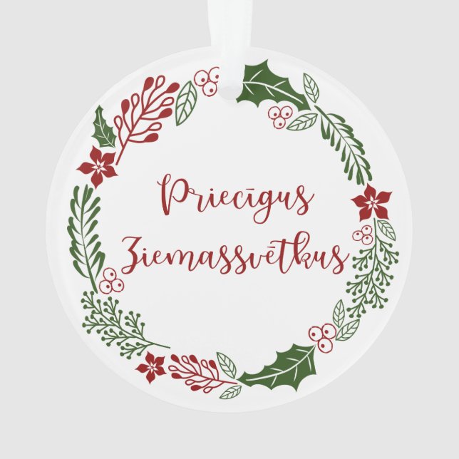 Latvian Merry Christmas, Priecīgus Ziemassvētkus Ornament (Back)