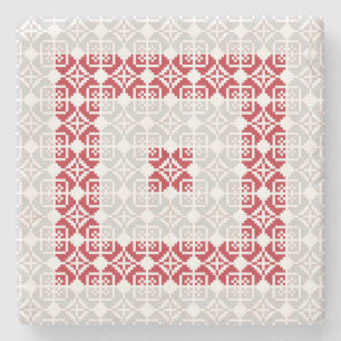 Latvian Morning SUN geometric pattern I Stone Coaster