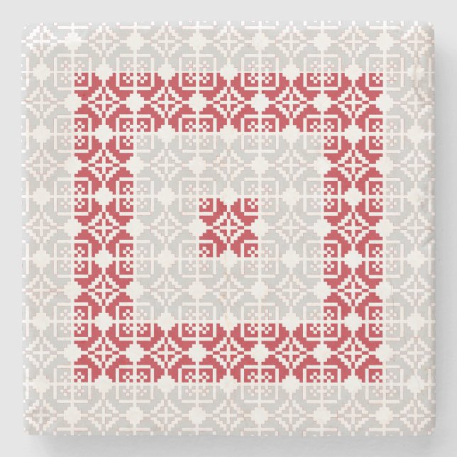 Latvian Morning SUN geometric pattern I Stone Coaster (Front)