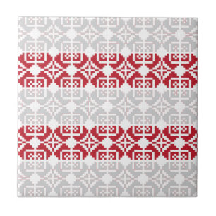Latvian Morning SUN geometric pattern II Ceramic Tile
