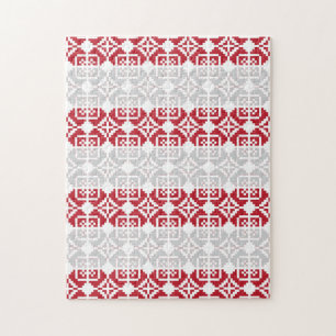 Latvian Morning SUN geometric pattern II Jigsaw Puzzle