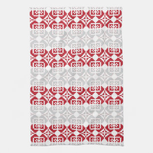 Latvian Morning SUN geometric pattern II Tea Towel