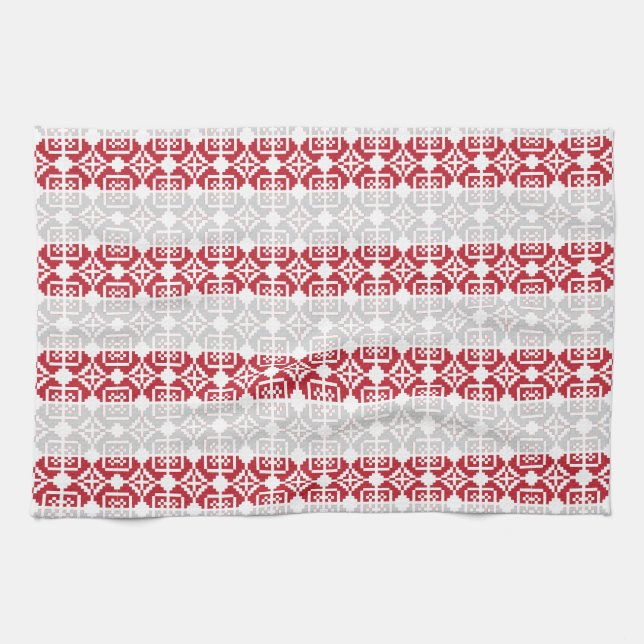 Latvian Morning SUN geometric pattern II Tea Towel (Horizontal)