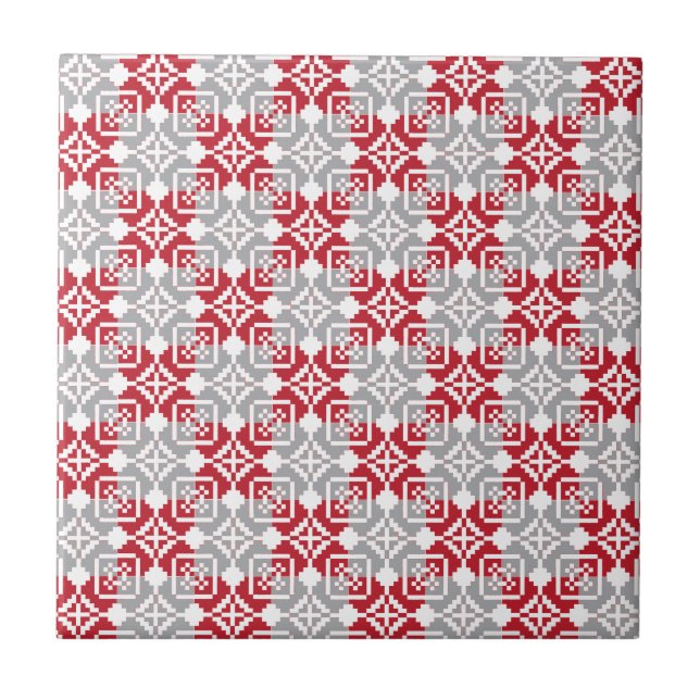 Latvian Morning SUN geometric pattern III Ceramic Tile (Front)