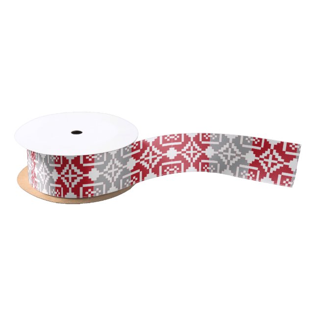 Latvian Morning SUN geometric pattern III Satin Ribbon (Spool)