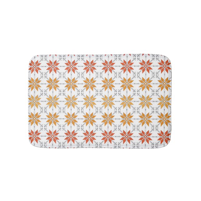 Latvian Morning SUN geometric pattern IV Bath Mat (Front)