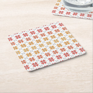 Latvian Morning SUN geometric pattern IV Square Paper Coaster