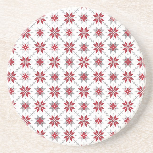 Latvian Morning SUN geometric pattern V Coaster (Front)