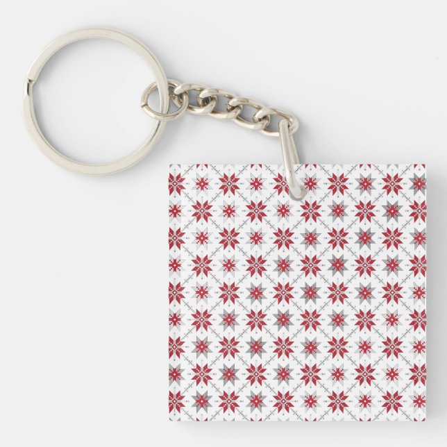Latvian Morning SUN geometric pattern V Key Ring (Front)