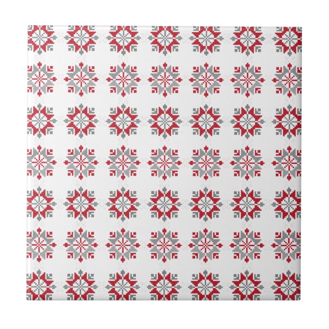 Latvian Morning SUN geometric pattern VII Ceramic Tile (Front)