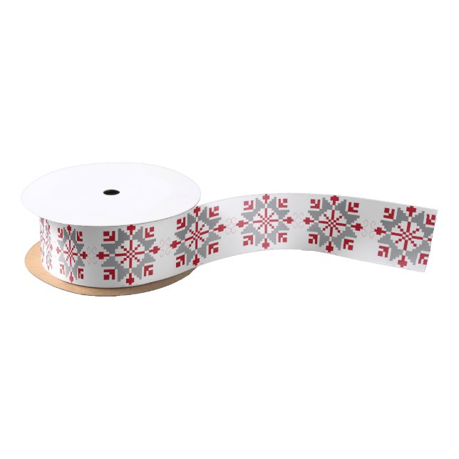 Latvian Morning SUN geometric pattern VII Satin Ribbon (Spool)