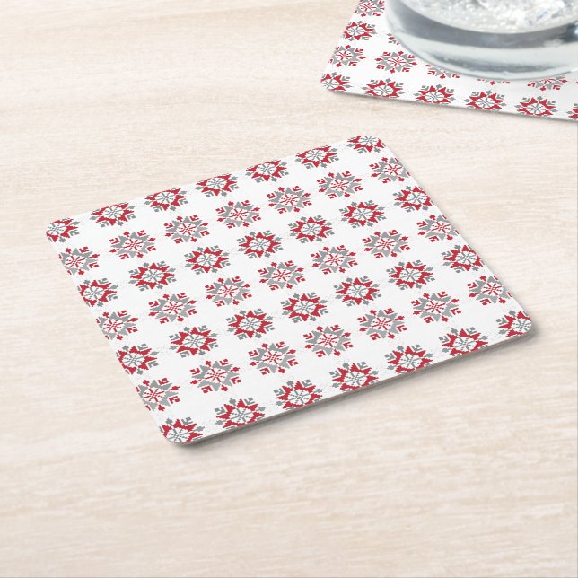 Latvian Morning SUN geometric pattern VII Square Paper Coaster (Angled)