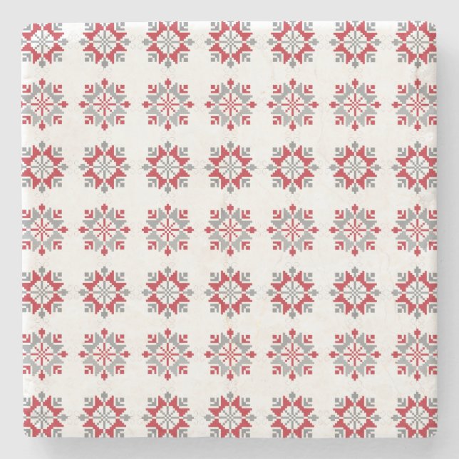 Latvian Morning SUN geometric pattern VII Stone Coaster (Front)