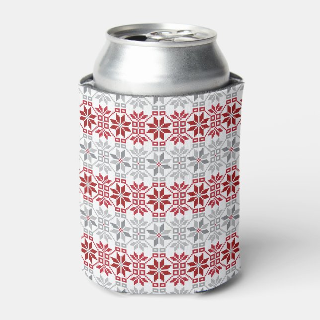 Latvian Morning SUN geometric pattern VIII Can Cooler (Can Front)