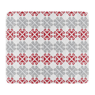 Latvian red and grey geometric Moon cross Cutting Board
