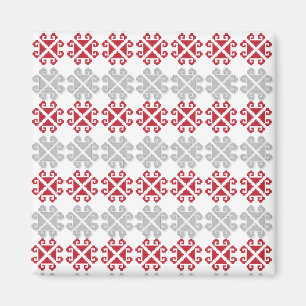 Latvian red and grey geometric Moon cross Magnet