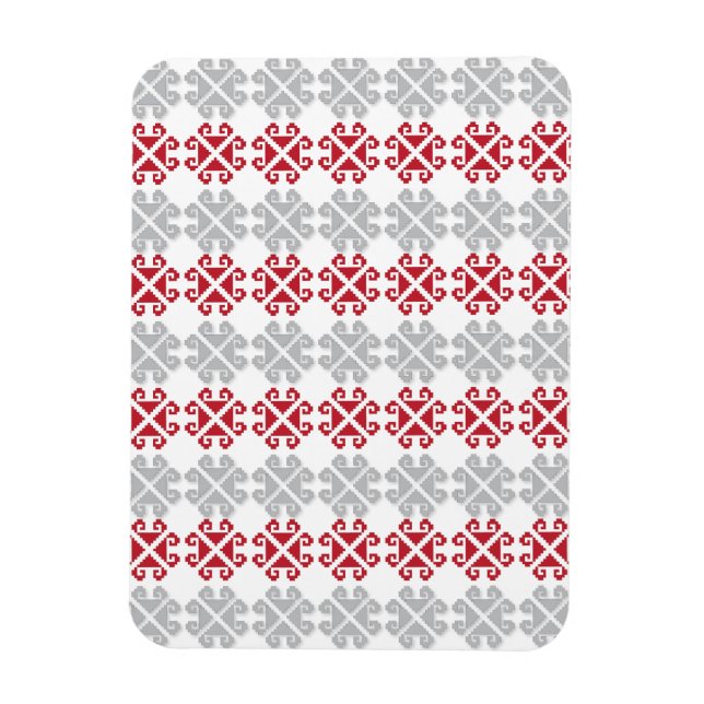 Latvian red and grey geometric Moon cross Magnet (Vertical)