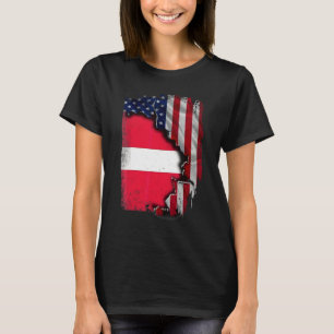 Latvian ROOTS Half American Flag Patrioitc Latvi T-Shirt