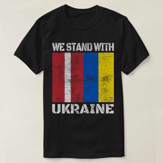 Latvian Support Ukrainian We Stand With Ukraine La T-Shirt (Design Front)