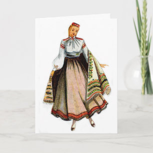 Latvian traditional costume greeting card