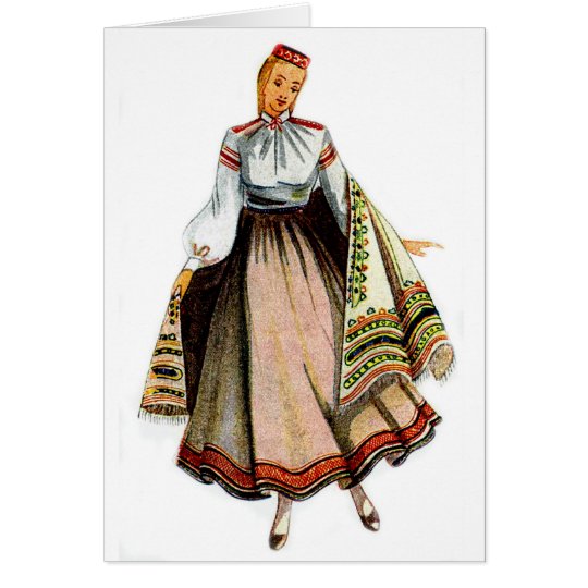 Latvian traditional costume greeting card
