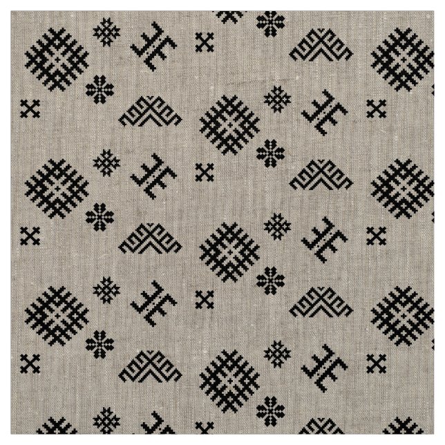 Latvian Traditional Symbols in a Pattern Fabric (Swatch)
