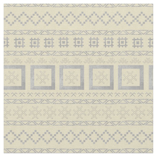 Latvian Traditional Symbols on Mudcloth  Fabric (Close Up)