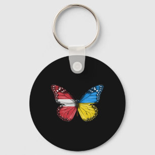 Latvian Ukrainian Flag Butterfly Latvia Ukraine  Key Ring