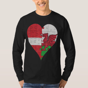 Latvian Welsh Flag Heart T-Shirt