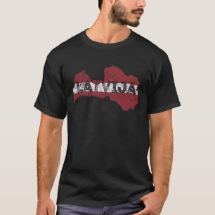 Latvija Map and Latvia Flag Souvenir T-Shirt