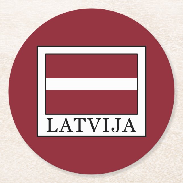 Latvija Round Paper Coaster (Front)