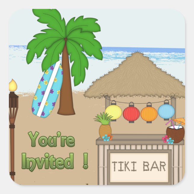 Laua / Tiki  party  Invitation Envelope Seal (Front)