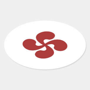 Lauburu Red Basque Cross Oval Sticker