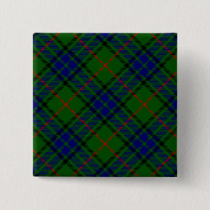 Lauder tartan blue green plaid 15 cm square badge