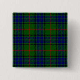Lauder tartan blue green plaid 15 cm square badge