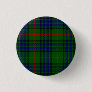 Lauder tartan blue green plaid 3 cm round badge