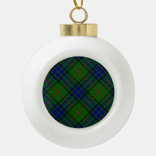 Lauder tartan blue green plaid ceramic ball christmas ornament
