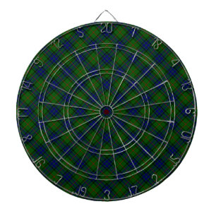 Lauder tartan blue green plaid dartboard