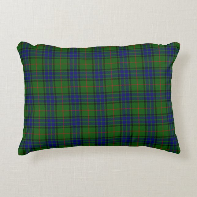 Lauder tartan blue green plaid decorative cushion (Front)