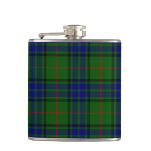 Lauder tartan blue green plaid hip flask
