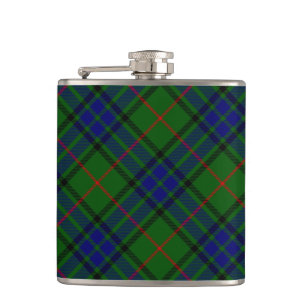 Lauder tartan blue green plaid hip flask