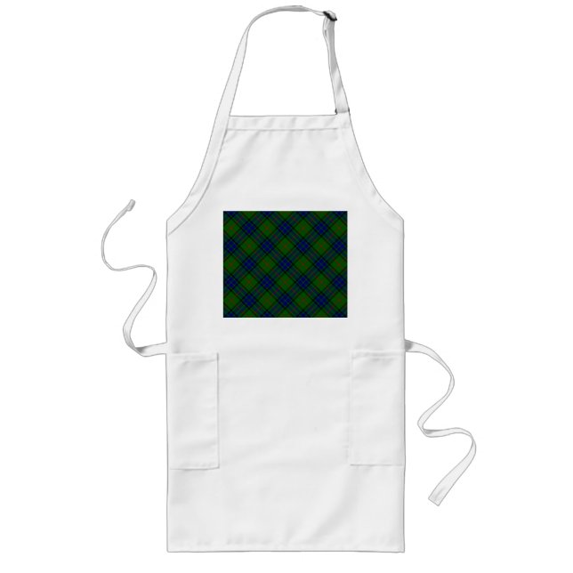 Lauder tartan blue green plaid long apron (Front)