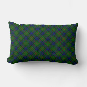 Lauder tartan blue green plaid lumbar cushion