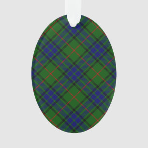 Lauder tartan blue green plaid ornament