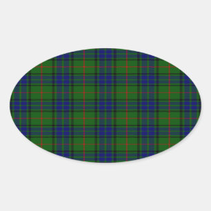 Lauder tartan blue green plaid oval sticker