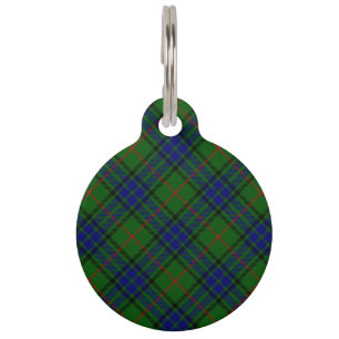 Lauder tartan blue green plaid pet tag
