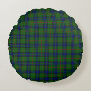 Lauder tartan blue green plaid round cushion