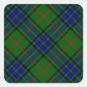 Lauder tartan blue green plaid square sticker