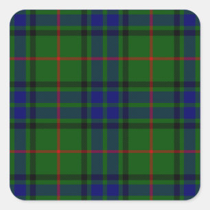 Lauder tartan blue green plaid square sticker