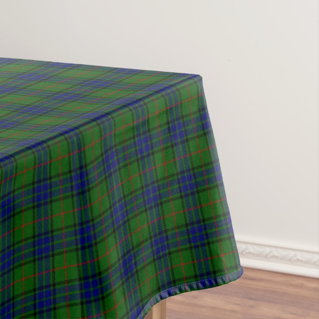 Lauder tartan blue green plaid tablecloth (In Situ)
